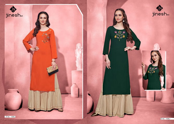 ZOOLEE Festive Wear Designer Rayon Heavy Designer Latest Kurti With Bottom Collection